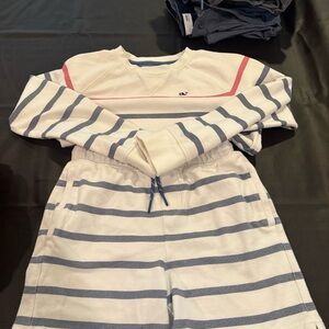 Vineyard Vines Striped White and Blue Lounge Set